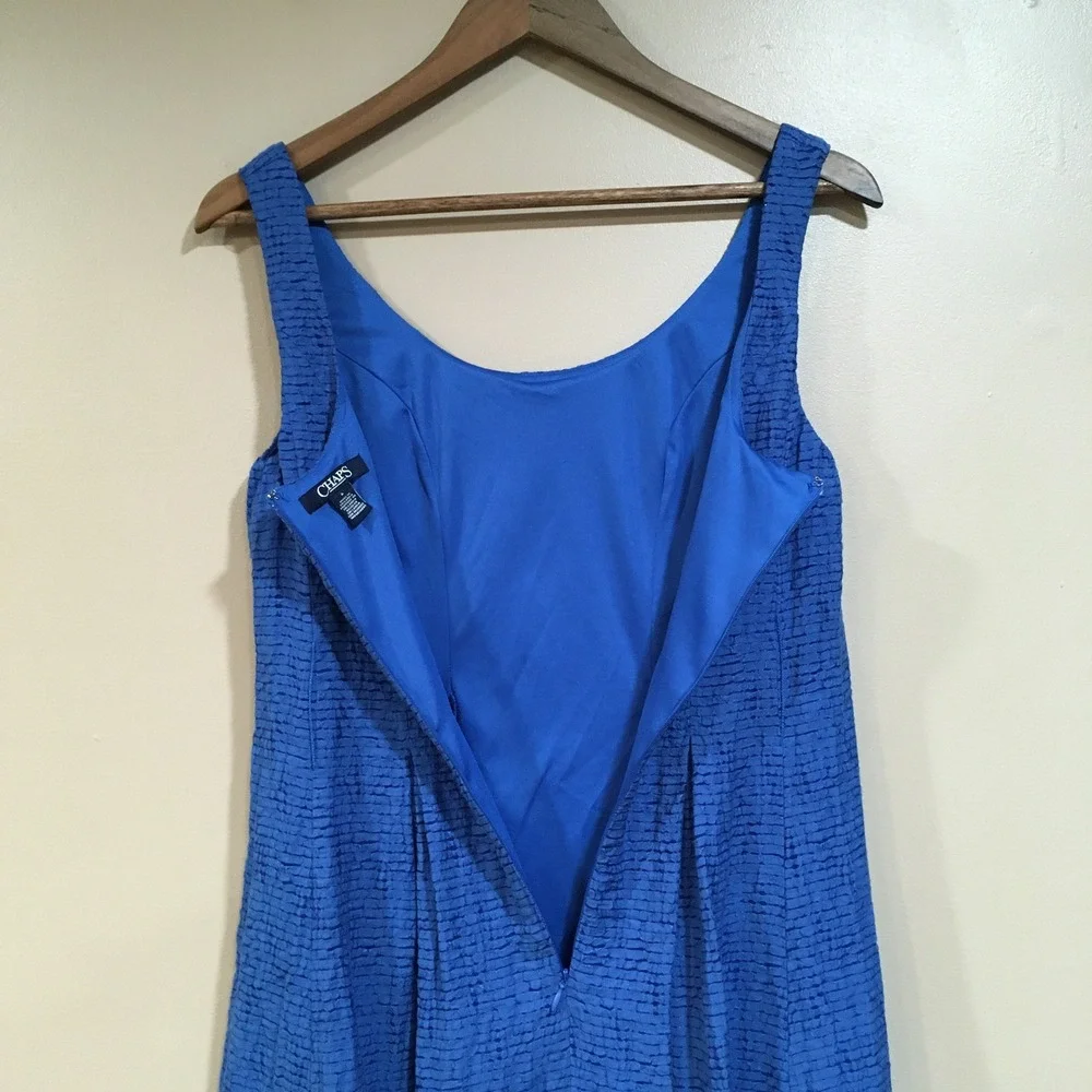 Chaps Pleated Fit & Flare Dress Women 4 Blue Preppy Classic Nautical Office Work